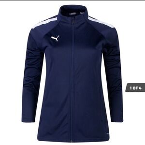 NWT Puma Dark Blue Track Jacket with White Stripes